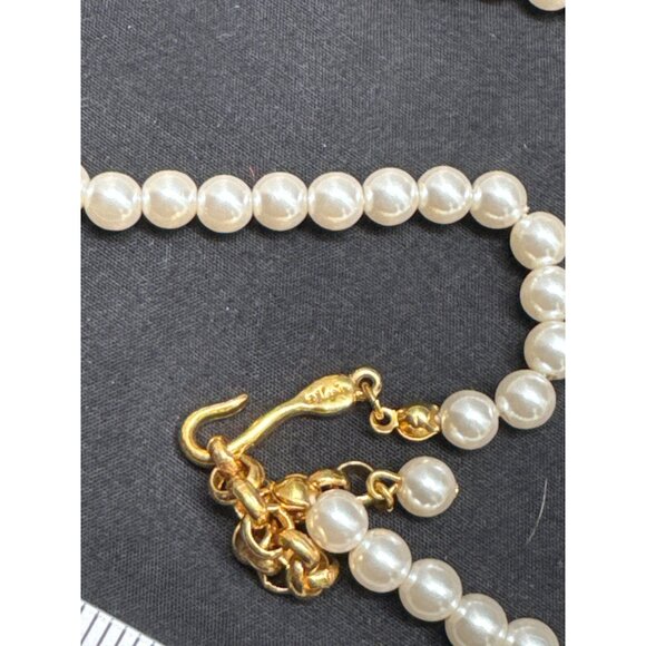 Vintage Napier Faux Pearl 16” Necklace With Gold-Tone Pendant & Hook Clasp - Picture 5 of 6